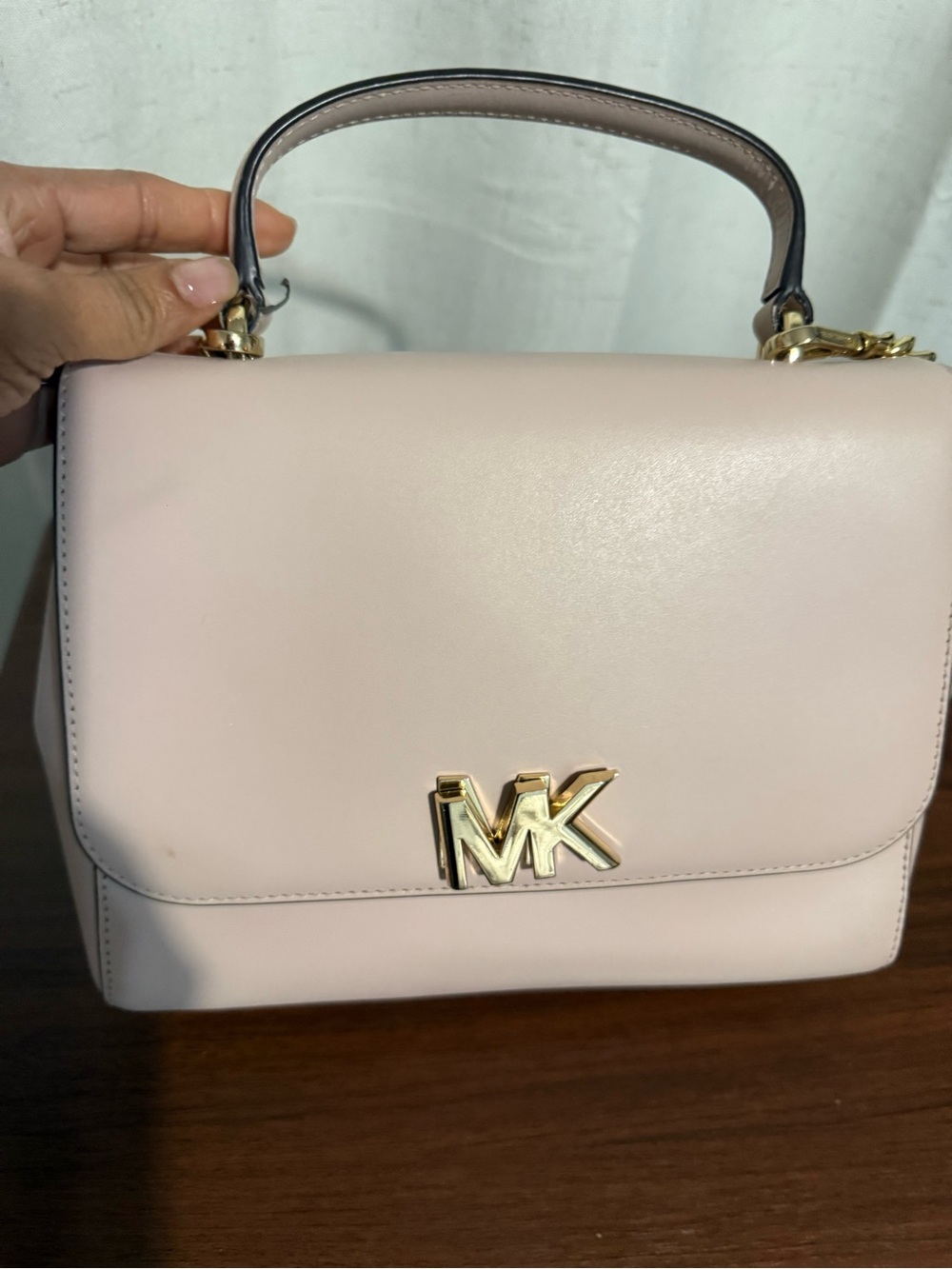 Michael Kors Blush Leather Top-Handle Satchel with Gold Hardware